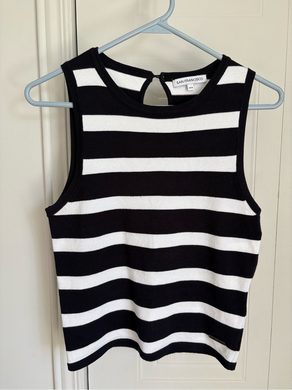 Navy & White Sleeveless Tank